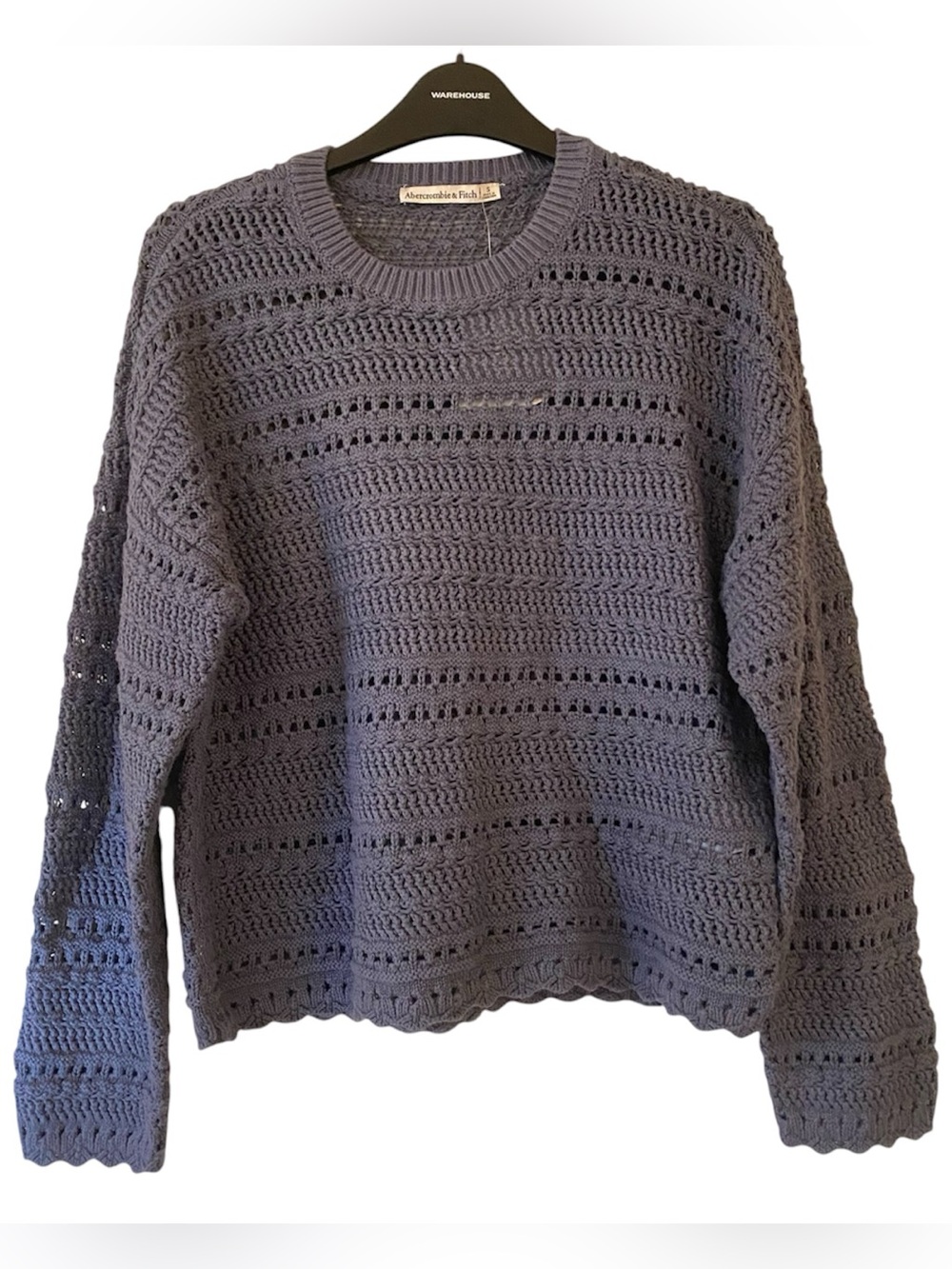 Abercrombie & Fitch Blue Open Stitch Cable Knit Crew Neck Sweater S
